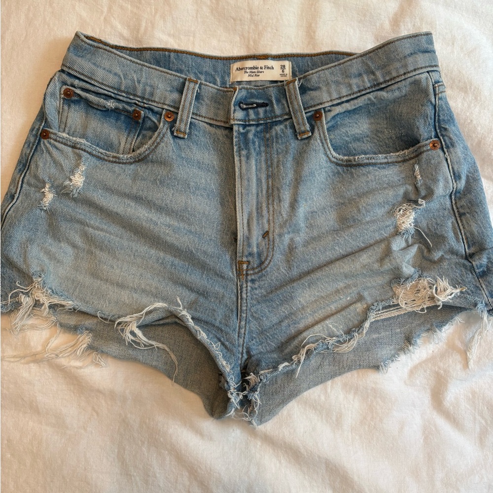 Abercrombie & Fitch Light Blue Ripped Jean Shorts
